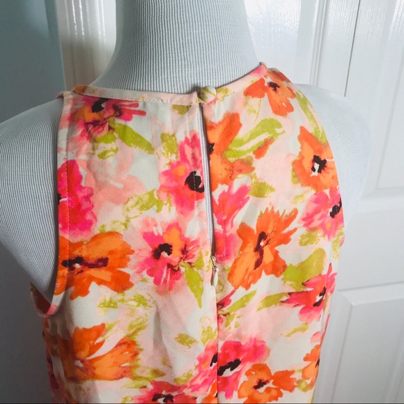 Ann Taylor Loft Spring Floral Flowy Shift Dress Size 4 Small Pink & Orange - Picture 6 of 8